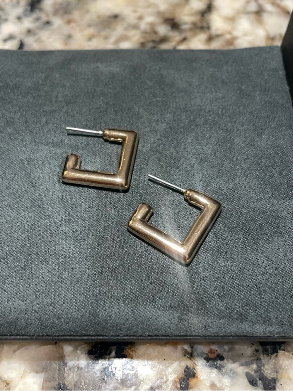 Gold Geometric Square Stud Earrings - Women's Jewelry